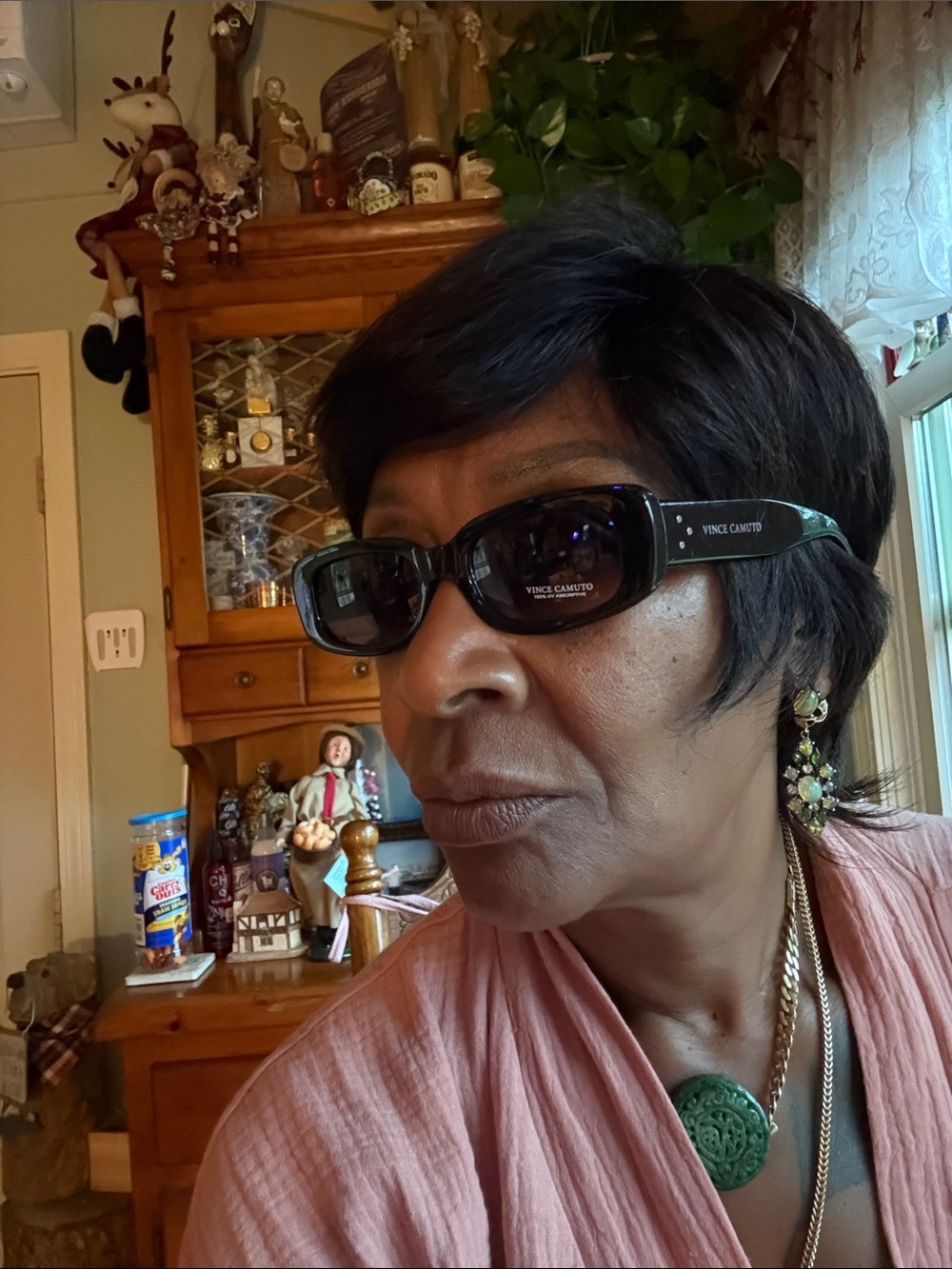 Vince Camuto Glossy Black Rectangular Women's Sunglasses